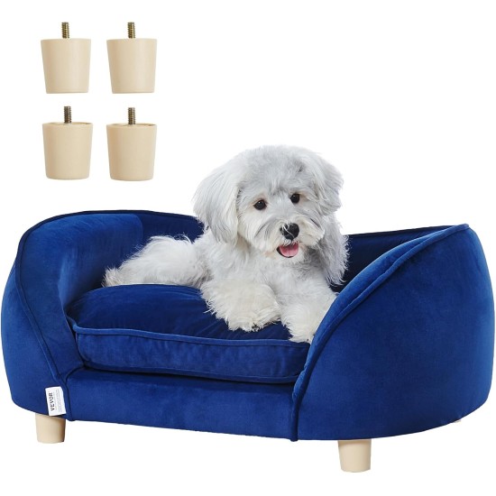 VEVOR Pet Sofa, Dog Couch for Medium Dogs and Cats, Soft Velvety Dog Sofa Bed, 37 kg Heavy Duty Cat Sofa, Dog Bed, Pet Bed, Dark Blue VEVOR Pet Sofa, Dog Couch for Medium Dogs and Cats, Soft Velvety Dog Sofa Bed, 37 kg Heavy Duty Cat Sofa, Dog Bed, Pet Bed, Dark Blue