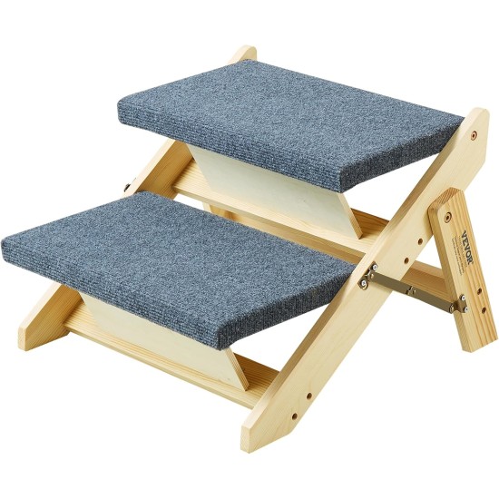 VEVOR Wooden Pet Stairs/Pet Steps, 2 in 1 Foldable Wooden Dog Stairs for Beds, Sofas and Cars, Dog Stairs and Ramp with 3 Steps for Small, Medium and Large Pets, Up to 150 lbs VEVOR Wooden Pet Stairs/Pet Steps, 2 in 1 Foldable Wooden Dog Stairs for Beds, Sofas and Cars, Dog Stairs and Ramp with 3 Steps for Small, Medium and Large Pets, Up to 150 lbs