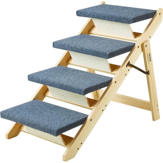 VEVOR Wooden Pet Stairs/Pet Steps, 2 in 1 Foldable Wooden Dog Stairs for Beds, Sofas and Cars, Dog Stairs and Ramp with 3 Steps for Small, Medium and Large Pets, Up to 150 lbs VEVOR Wooden Pet Stairs/Pet Steps, 2 in 1 Foldable Wooden Dog Stairs for Beds, Sofas and Cars, Dog Stairs and Ramp with 3 Steps for Small, Medium and Large Pets, Up to 150 lbs