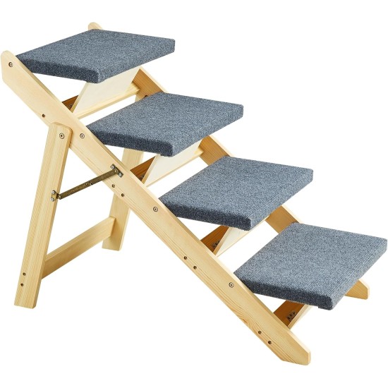 VEVOR Wooden Pet Stairs/Pet Steps, 2 in 1 Foldable Wooden Dog Stairs for Beds, Sofas and Cars, Dog Stairs and Ramp with 3 Steps for Small, Medium and Large Pets, Up to 150 lbs VEVOR Wooden Pet Stairs/Pet Steps, 2 in 1 Foldable Wooden Dog Stairs for Beds, Sofas and Cars, Dog Stairs and Ramp with 3 Steps for Small, Medium and Large Pets, Up to 150 lbs
