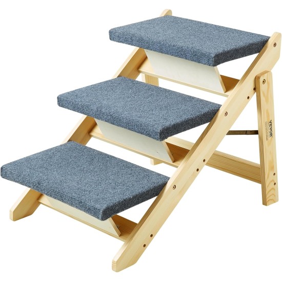 VEVOR Wooden Pet Stairs/Pet Steps, 2 in 1 Foldable Wooden Dog Stairs for Beds, Sofas and Cars, Dog Stairs and Ramp with 3 Steps for Small, Medium and Large Pets, Up to 150 lbs VEVOR Wooden Pet Stairs/Pet Steps, 2 in 1 Foldable Wooden Dog Stairs for Beds, Sofas and Cars, Dog Stairs and Ramp with 3 Steps for Small, Medium and Large Pets, Up to 150 lbs