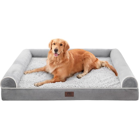 WESTERN HOME Dog Bed for Large and Medium-Sized Dogs, Orthopaedic, Washable Dog Bed with Border, Grey, L 106 x W 76 x H 19 cm WESTERN HOME Dog Bed for Large and Medium-Sized Dogs, Orthopaedic, Washable Dog Bed with Border, Grey, L 106 x W 76 x H 19 cm