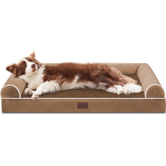 WESTERN HOME Dog Bed for Large and Medium-Sized Dogs, Orthopaedic, Washable Dog Bed with Border, Grey, L 106 x W 76 x H 19 cm WESTERN HOME Dog Bed for Large and Medium-Sized Dogs, Orthopaedic, Washable Dog Bed with Border, Grey, L 106 x W 76 x H 19 cm