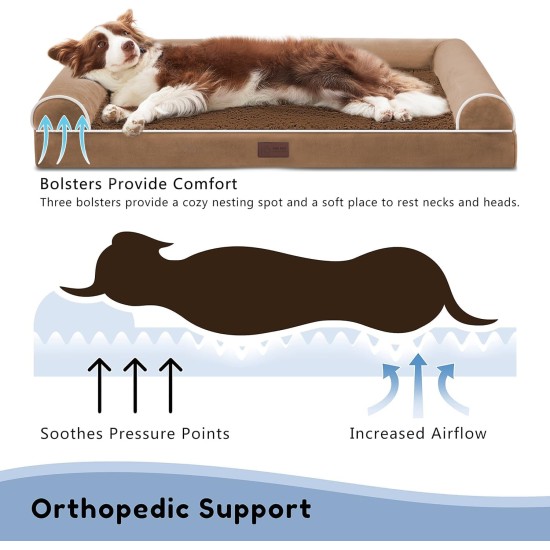 WESTERN HOME Dog Bed for Large and Medium-Sized Dogs, Orthopaedic, Washable Dog Bed with Border, Grey, L 106 x W 76 x H 19 cm WESTERN HOME Dog Bed for Large and Medium-Sized Dogs, Orthopaedic, Washable Dog Bed with Border, Grey, L 106 x W 76 x H 19 cm