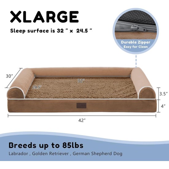 WESTERN HOME Dog Bed for Large and Medium-Sized Dogs, Orthopaedic, Washable Dog Bed with Border, Grey, L 106 x W 76 x H 19 cm WESTERN HOME Dog Bed for Large and Medium-Sized Dogs, Orthopaedic, Washable Dog Bed with Border, Grey, L 106 x W 76 x H 19 cm