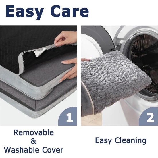 WESTERN HOME Dog Bed for Large and Medium-Sized Dogs, Orthopaedic, Washable Dog Bed with Border, Grey, L 106 x W 76 x H 19 cm WESTERN HOME Dog Bed for Large and Medium-Sized Dogs, Orthopaedic, Washable Dog Bed with Border, Grey, L 106 x W 76 x H 19 cm
