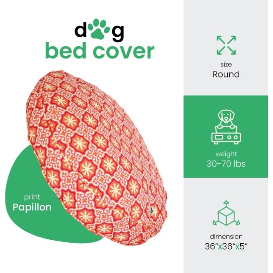 dd59r Round Medium Large Washable Dog Bed Cover with Removable Cover Papillon Print 36"x5" Round dd59r Round Medium Large Washable Dog Bed Cover with Removable Cover Papillon Print 36"x5" Round