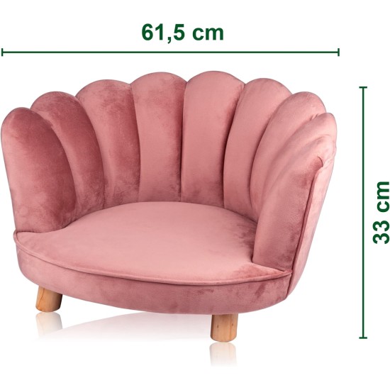 maxxpro Cat and Dog Sofa - Pink - Raised with Wooden Legs - Velvet Material - 61.5 x 52 x 33 cm - Cats and Dogs up to 80 kg maxxpro Cat and Dog Sofa - Pink - Raised with Wooden Legs - Velvet Material - 61.5 x 52 x 33 cm - Cats and Dogs up to 80 kg