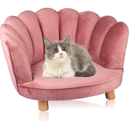 maxxpro Cat and Dog Sofa - Pink - Raised with Wooden Legs - Velvet Material - 61.5 x 52 x 33 cm - Cats and Dogs up to 80 kg maxxpro Cat and Dog Sofa - Pink - Raised with Wooden Legs - Velvet Material - 61.5 x 52 x 33 cm - Cats and Dogs up to 80 kg