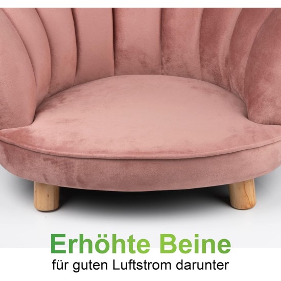maxxpro Cat and Dog Sofa - Pink - Raised with Wooden Legs - Velvet Material - 61.5 x 52 x 33 cm - Cats and Dogs up to 80 kg maxxpro Cat and Dog Sofa - Pink - Raised with Wooden Legs - Velvet Material - 61.5 x 52 x 33 cm - Cats and Dogs up to 80 kg