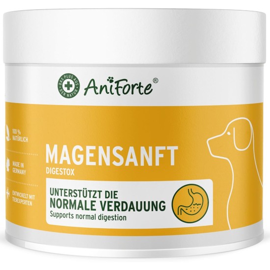 AniForte Stomach Gentle Dog 500 g - Natural Product for Dogs, Supports Digestion, Binds Stomach Juices and Acids, Harmonises Gastrointestinal Activity, Stomach Protection, Bentonite Powder with Herbs