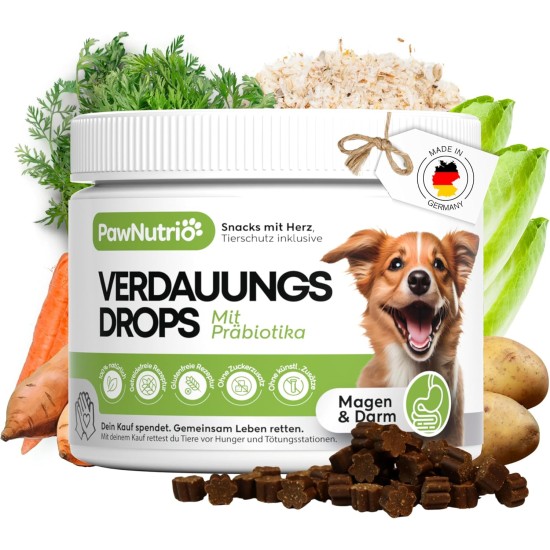 Digestive Drops with Prebiotics for Dogs I Support Grass and Fecing I Diarrhea & Heartburn I 100% Natural I Approx. 120 Pieces I Monoprotein I Hypoallergenic Digestive Drops with Prebiotics for Dogs I Support Grass and Fecing I Diarrhea & Heartburn I 100% Natural I Approx. 120 Pieces I Monoprotein I Hypoallergenic