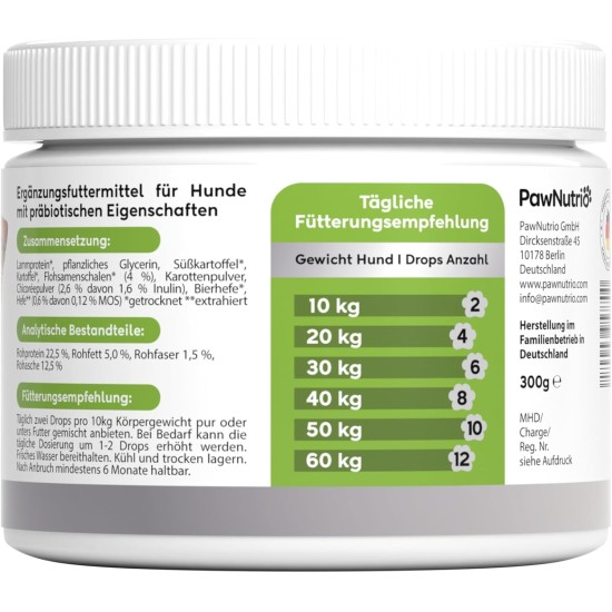 Digestive Drops with Prebiotics for Dogs I Support Grass and Fecing I Diarrhea & Heartburn I 100% Natural I Approx. 120 Pieces I Monoprotein I Hypoallergenic Digestive Drops with Prebiotics for Dogs I Support Grass and Fecing I Diarrhea & Heartburn I 100% Natural I Approx. 120 Pieces I Monoprotein I Hypoallergenic