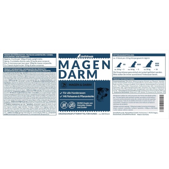 Gastrointestinal for Dogs, Supports the Intestinal Flora and Natural Intestinal Regulation in Dogs - with Psyllium Husks, Vegetable Charcoal and Moore Extract (150 g - Approx. 180 Gastrointestinal for Dogs, Supports the Intestinal Flora and Natural Intestinal Regulation in Dogs - with Psyllium Husks, Vegetable Charcoal and Moore Extract (150 g - Approx. 180