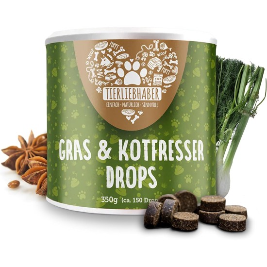 TIERLIEBHABER Grass & Poo Eater Drops for Dogs - For Eating Grass & Faeces - Soothes the Stomach & Reduces Heartburn - Grass Eater Drops with Healing Soil, Anise & Fennel (350 g | Approx. 150 Drops) TIERLIEBHABER Grass & Poo Eater Drops for Dogs - For Eating Grass & Faeces - Soothes the Stomach & Reduces Heartburn - Grass Eater Drops with Healing Soil, Anise & Fennel (350 g | Approx. 150 Drops)