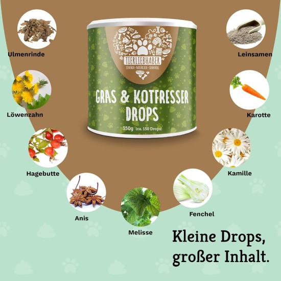 TIERLIEBHABER Grass & Poo Eater Drops for Dogs - For Eating Grass & Faeces - Soothes the Stomach & Reduces Heartburn - Grass Eater Drops with Healing Soil, Anise & Fennel (350 g | Approx. 150 Drops) TIERLIEBHABER Grass & Poo Eater Drops for Dogs - For Eating Grass & Faeces - Soothes the Stomach & Reduces Heartburn - Grass Eater Drops with Healing Soil, Anise & Fennel (350 g | Approx. 150 Drops)