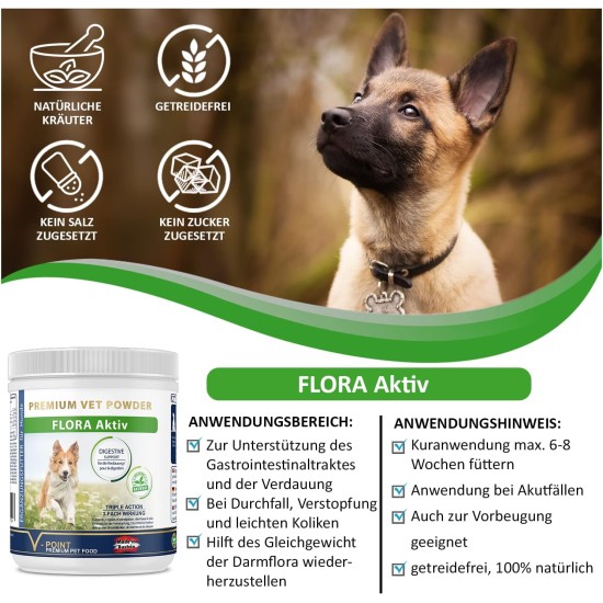 V-Point Flora Active for Dogs to Support Diarrhoea Bloating Digestive Problems Constipation Colic Stomach Problems Building Intestinal Flora Intestinal Restoration Natural Herbal Powder (250 g) V-Point Flora Active for Dogs to Support Diarrhoea Bloating Digestive Problems Constipation Colic Stomach Problems Building Intestinal Flora Intestinal Restoration Natural Herbal Powder (250 g)