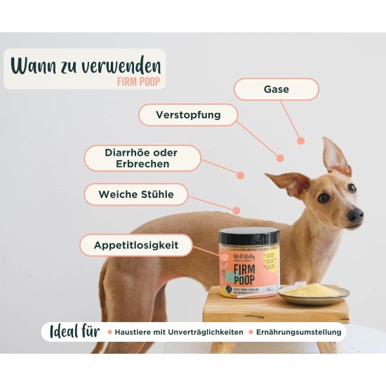 Wolf Belly - Probiotics Intestinal Restoration Dog 100% Natural (180 g) Diarrhoea Dog Powder, Dog Intestinal Flora Build, Vitamins Stomach Protection, Intestinal Treatment Dog Probiotic - Firm Poop Wolf Belly - Probiotics Intestinal Restoration Dog 100% Natural (180 g) Diarrhoea Dog Powder, Dog Intestinal Flora Build, Vitamins Stomach Protection, Intestinal Treatment Dog Probiotic - Firm Poop