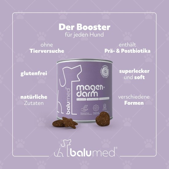 balumed® Snacks stomach and intestines highly concentrated with fennel seeds and psyllium husks for dogs, treats with prebiotics, postbiotics, chamomile flowers, brewer's yeast, omega-3, vitamins E + balumed® Snacks stomach and intestines highly concentrated with fennel seeds and psyllium husks for dogs, treats with prebiotics, postbiotics, chamomile flowers, brewer's yeast, omega-3, vitamins E +