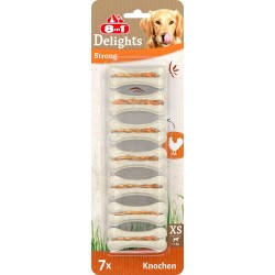 8-in-1 Delights Chicken Chew Bone Strong, Extra Strong for Strong Chewing Dogs, Various sizes. 8-in-1 Delights Chicken Chew Bone Strong, Extra Strong for Strong Chewing Dogs, Various sizes.