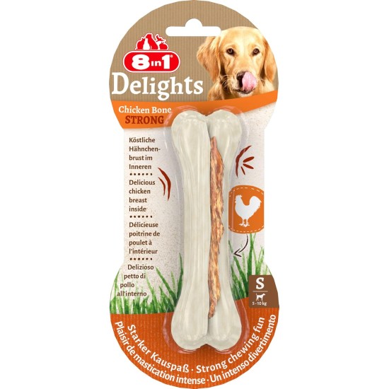 8-in-1 Delights Chicken Chew Bone Strong, Extra Strong for Strong Chewing Dogs, Various sizes., May vary 8-in-1 Delights Chicken Chew Bone Strong, Extra Strong for Strong Chewing Dogs, Various sizes., May vary