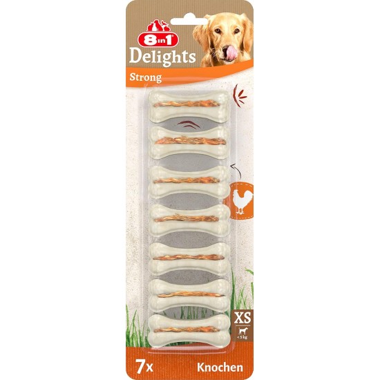 8-in-1 Delights Chicken Chew Bone Strong, Extra Strong for Strong Chewing Dogs, Various sizes., May vary 8-in-1 Delights Chicken Chew Bone Strong, Extra Strong for Strong Chewing Dogs, Various sizes., May vary