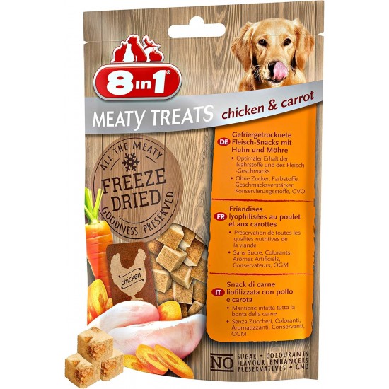 8-in-1 Meaty Treats, Freeze-Dried Dogs Treats, Grain-Free and Sugar-Free (1 Bag, 50 g) 8-in-1 Meaty Treats, Freeze-Dried Dogs Treats, Grain-Free and Sugar-Free (1 Bag, 50 g)