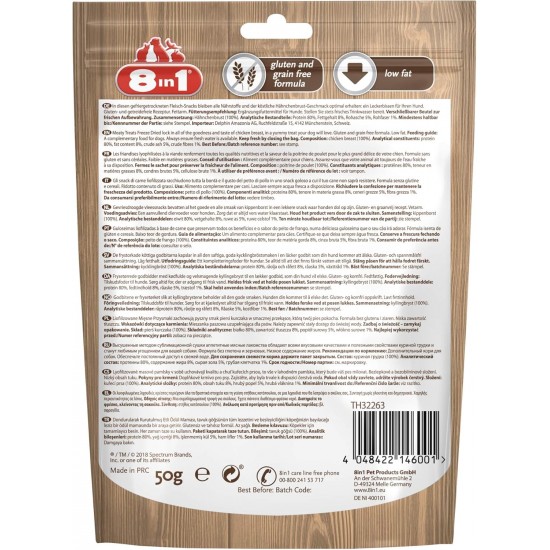 8-in-1 Meaty Treats, Freeze-Dried Dogs Treats, Grain-Free and Sugar-Free (1 Bag, 50 g) 8-in-1 Meaty Treats, Freeze-Dried Dogs Treats, Grain-Free and Sugar-Free (1 Bag, 50 g)