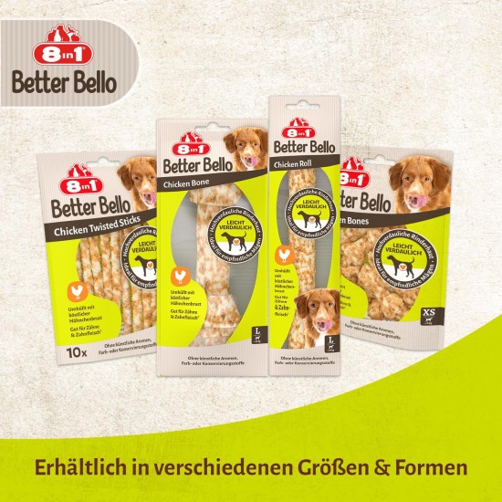 8in1 Better Bello Chicken Bones XS - Easily Digestible Chew Bones for Dogs with Chicken, Chew Items for Dogs with Sensitive Stomach, 84 g Bag (Pack of 7) 8in1 Better Bello Chicken Bones XS - Easily Digestible Chew Bones for Dogs with Chicken, Chew Items for Dogs with Sensitive Stomach, 84 g Bag (Pack of 7)