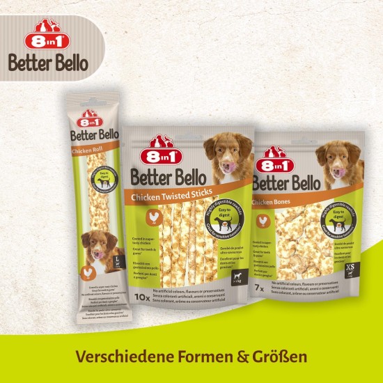8in1 Better Bello Chicken Bones XS - Easily Digestible Chew Bones for Dogs with Chicken, Chew Items for Dogs with Sensitive Stomach, 84 g Bag (Pack of 7) 8in1 Better Bello Chicken Bones XS - Easily Digestible Chew Bones for Dogs with Chicken, Chew Items for Dogs with Sensitive Stomach, 84 g Bag (Pack of 7)
