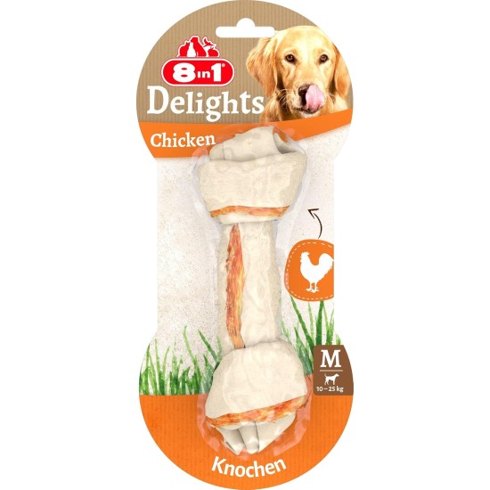 8in1 Delights Chicken, Healthy Chew Bone for Dogs, High Quality Chicken Meat, Wrapped in Beef Skin. Sizes, Bone 8in1 Delights Chicken, Healthy Chew Bone for Dogs, High Quality Chicken Meat, Wrapped in Beef Skin. Sizes, Bone