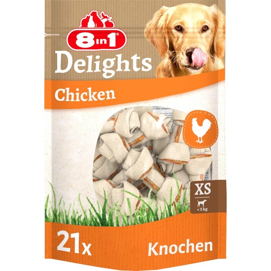 8in1 Delights Chicken, Healthy Chew Bone for Dogs, High Quality Chicken Meat, Wrapped in Beef Skin. Sizes, Bone 8in1 Delights Chicken, Healthy Chew Bone for Dogs, High Quality Chicken Meat, Wrapped in Beef Skin. Sizes, Bone