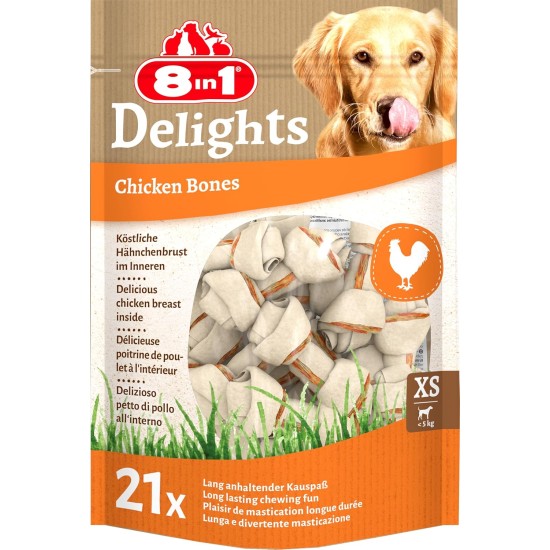 8in1 Delights Chicken, Healthy Chew Bone for Dogs, High Quality Chicken Meat, Wrapped in Beef Skin. Sizes, Bone 8in1 Delights Chicken, Healthy Chew Bone for Dogs, High Quality Chicken Meat, Wrapped in Beef Skin. Sizes, Bone