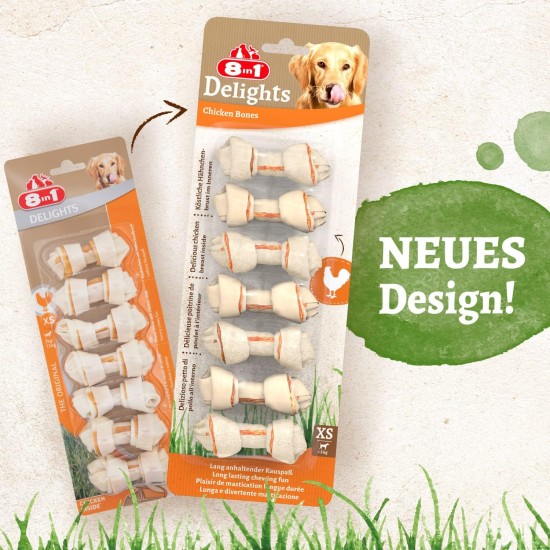 8in1 Delights Chicken, Healthy Chew Bone for Dogs, High Quality Chicken Meat, Wrapped in Beef Skin. Sizes, Bone 8in1 Delights Chicken, Healthy Chew Bone for Dogs, High Quality Chicken Meat, Wrapped in Beef Skin. Sizes, Bone