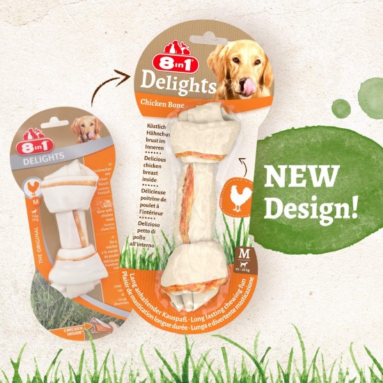8in1 Delights Chicken, Healthy Chew Bone for Dogs, High Quality Chicken Meat, Wrapped in Beef Skin. Sizes, Bone 8in1 Delights Chicken, Healthy Chew Bone for Dogs, High Quality Chicken Meat, Wrapped in Beef Skin. Sizes, Bone