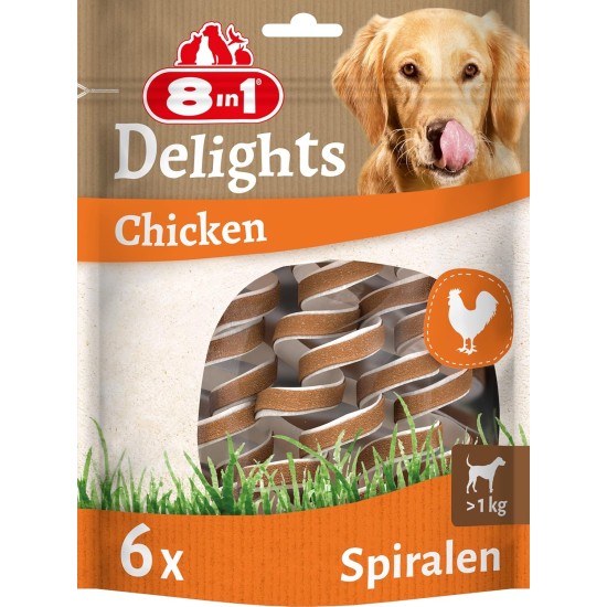 8in1 Delights Duck Chew Spirals - Healthy Chew Snack for Dogs, Premium Duck Meat Wrapped in Beef Hide, Pack of 6 8in1 Delights Duck Chew Spirals - Healthy Chew Snack for Dogs, Premium Duck Meat Wrapped in Beef Hide, Pack of 6