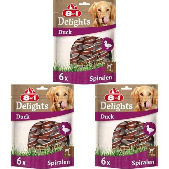 8in1 Delights Duck Chew Spirals - Healthy Chew Snack for Dogs, Premium Duck Meat Wrapped in Beef Hide, Pack of 6 8in1 Delights Duck Chew Spirals - Healthy Chew Snack for Dogs, Premium Duck Meat Wrapped in Beef Hide, Pack of 6