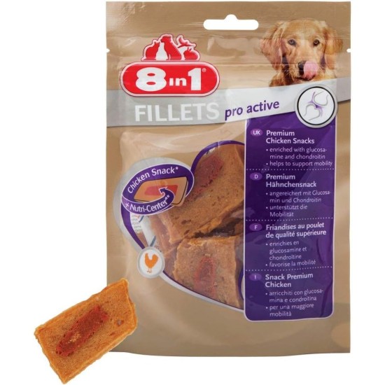 8in1 Fillets Pro Skin & Coat Dog Snack with Chicken, Functional Dog Treats Flavoured with Linseed Oil, 80g Bag 8in1 Fillets Pro Skin & Coat Dog Snack with Chicken, Functional Dog Treats Flavoured with Linseed Oil, 80g Bag