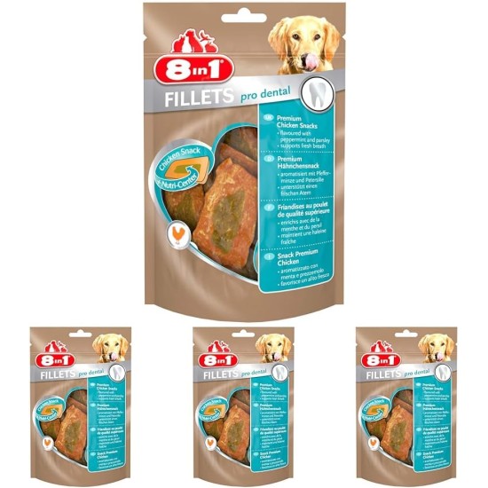 8in1 Fillets Pro Skin & Coat Dog Snack with Chicken, Functional Dog Treats Flavoured with Linseed Oil, 80g Bag 8in1 Fillets Pro Skin & Coat Dog Snack with Chicken, Functional Dog Treats Flavoured with Linseed Oil, 80g Bag