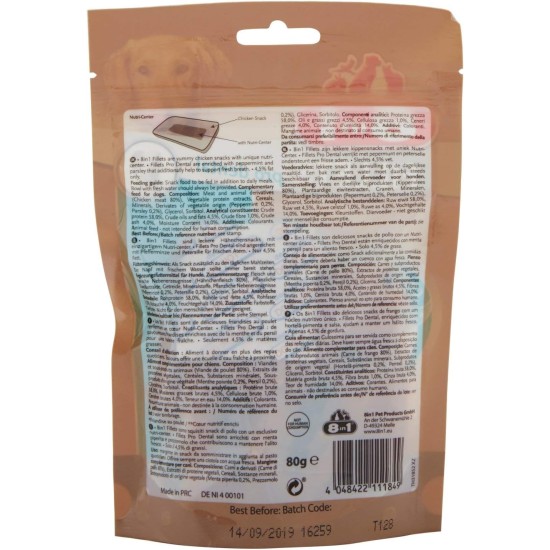 8in1 Fillets Pro Skin & Coat Dog Snack with Chicken, Functional Dog Treats Flavoured with Linseed Oil, 80g Bag 8in1 Fillets Pro Skin & Coat Dog Snack with Chicken, Functional Dog Treats Flavoured with Linseed Oil, 80g Bag