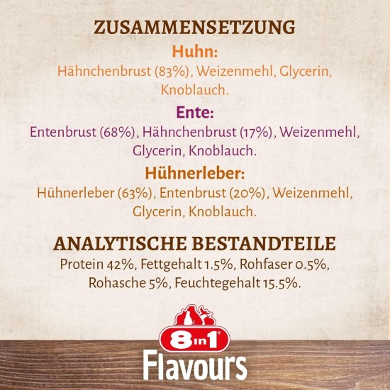 8in1 Flavours Crunchy Rolls Hunde-Snacks - knusprige Leckerlis für Hunde mit Hähnchenbrust, Entenbrust oder Rindfleisch, 85 g Beutel 8in1 Flavours Crunchy Rolls Hunde-Snacks - knusprige Leckerlis für Hunde mit Hähnchenbrust, Entenbrust oder Rindfleisch, 85 g Beutel