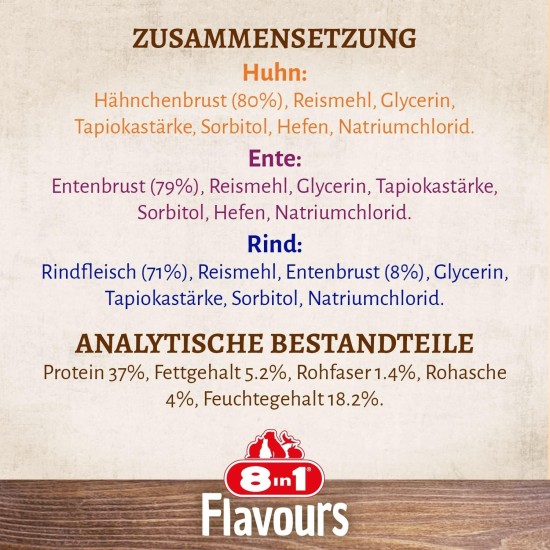 8in1 Flavours Crunchy Rolls Hunde-Snacks - knusprige Leckerlis für Hunde mit Hähnchenbrust, Entenbrust oder Rindfleisch, 85 g Beutel 8in1 Flavours Crunchy Rolls Hunde-Snacks - knusprige Leckerlis für Hunde mit Hähnchenbrust, Entenbrust oder Rindfleisch, 85 g Beutel