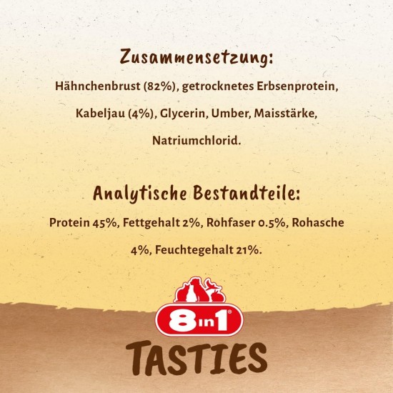 8in1 Tasties Sushi Rolls Dog Snack - Gluten Free Treats with Cod & Chicken Breast, 85 g 8in1 Tasties Sushi Rolls Dog Snack - Gluten Free Treats with Cod & Chicken Breast, 85 g