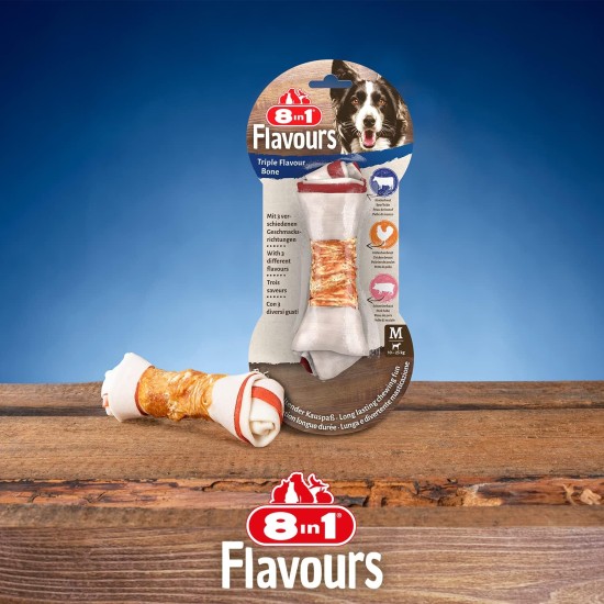 8in1 Triple Flavor Chewing Bone L wrapped with chicken fillet, 1 pack (1 x 85 g) 8in1 Triple Flavor Chewing Bone L wrapped with chicken fillet, 1 pack (1 x 85 g)