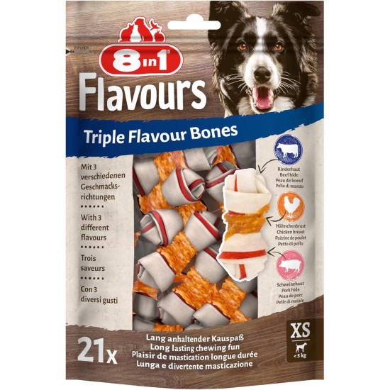 8in1 Triple Flavor Chewing Bone L wrapped with chicken fillet, 1 pack (1 x 85 g) 8in1 Triple Flavor Chewing Bone L wrapped with chicken fillet, 1 pack (1 x 85 g)