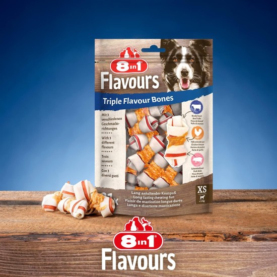 8in1 Triple Flavor Chewing Bone L wrapped with chicken fillet, 1 pack (1 x 85 g) 8in1 Triple Flavor Chewing Bone L wrapped with chicken fillet, 1 pack (1 x 85 g)
