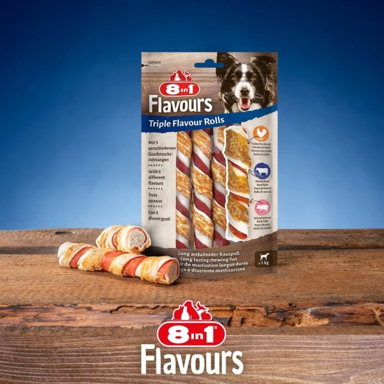 8in1 Triple Flavour Wings Kaustangen für Hunde - Kausnacks mit extra viel Fleisch, 113g Beutel (ca. 6 Stück) 8in1 Triple Flavour Wings Kaustangen für Hunde - Kausnacks mit extra viel Fleisch, 113g Beutel (ca. 6 Stück)