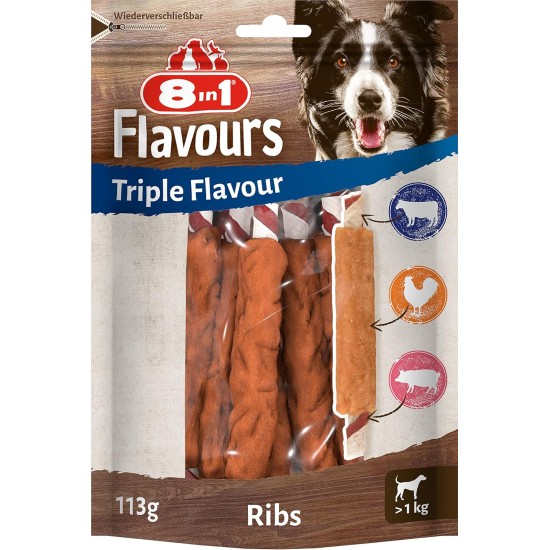 8in1 Triple Flavour Wings Kaustangen für Hunde - Kausnacks mit extra viel Fleisch, 113g Beutel (ca. 6 Stück) 8in1 Triple Flavour Wings Kaustangen für Hunde - Kausnacks mit extra viel Fleisch, 113g Beutel (ca. 6 Stück)