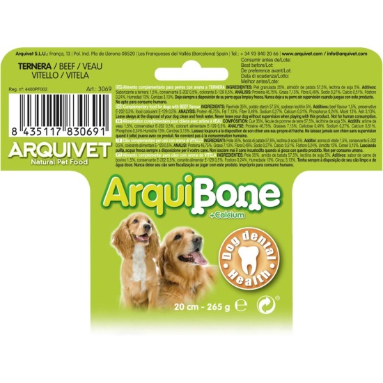 ARQUIVET - Arquibone Chicken 20 cm - 265 g - Large Bone for Dogs - Natural Dog Snack - Chew Bone - Supplementary Food for Dogs ARQUIVET - Arquibone Chicken 20 cm - 265 g - Large Bone for Dogs - Natural Dog Snack - Chew Bone - Supplementary Food for Dogs