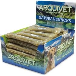 ARQUIVET 100% Natural Pressed Cow Leather Bones for Dogs 21cm Full Box 30 Pcs Retractable Natural Snack Treats Treats for Dogs